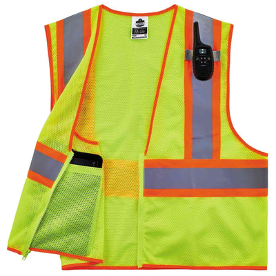 Ergodyne GloWear 8229Z Two-Tone Hi-Vis Safety Vest - Type R, Class 2, Zipper, Economy - Lime