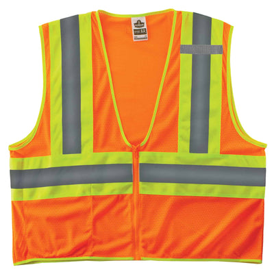 Ergodyne GloWear 8229Z Two-Tone Hi-Vis Safety Vest - Type R, Class 2, Zipper, Economy - Orange