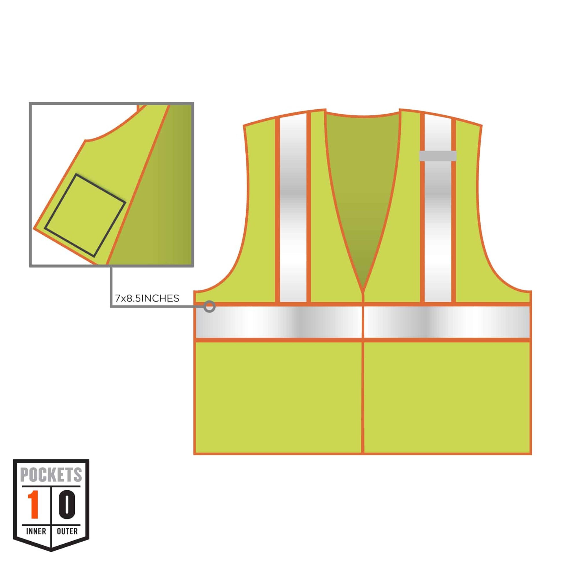 Ergodyne GloWear 8230Z Two-Tone Mesh Hi-Vis Safety Vest - Type R, Class 2, Zipper - Lime