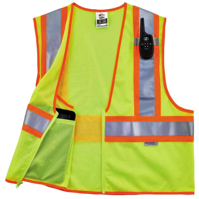 Ergodyne GloWear 8230Z Two-Tone Mesh Hi-Vis Safety Vest - Type R, Class 2, Zipper - Lime