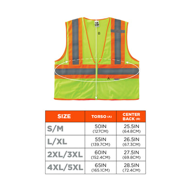 Ergodyne GloWear 8230Z Two-Tone Mesh Hi-Vis Safety Vest - Type R, Class 2, Zipper - Lime
