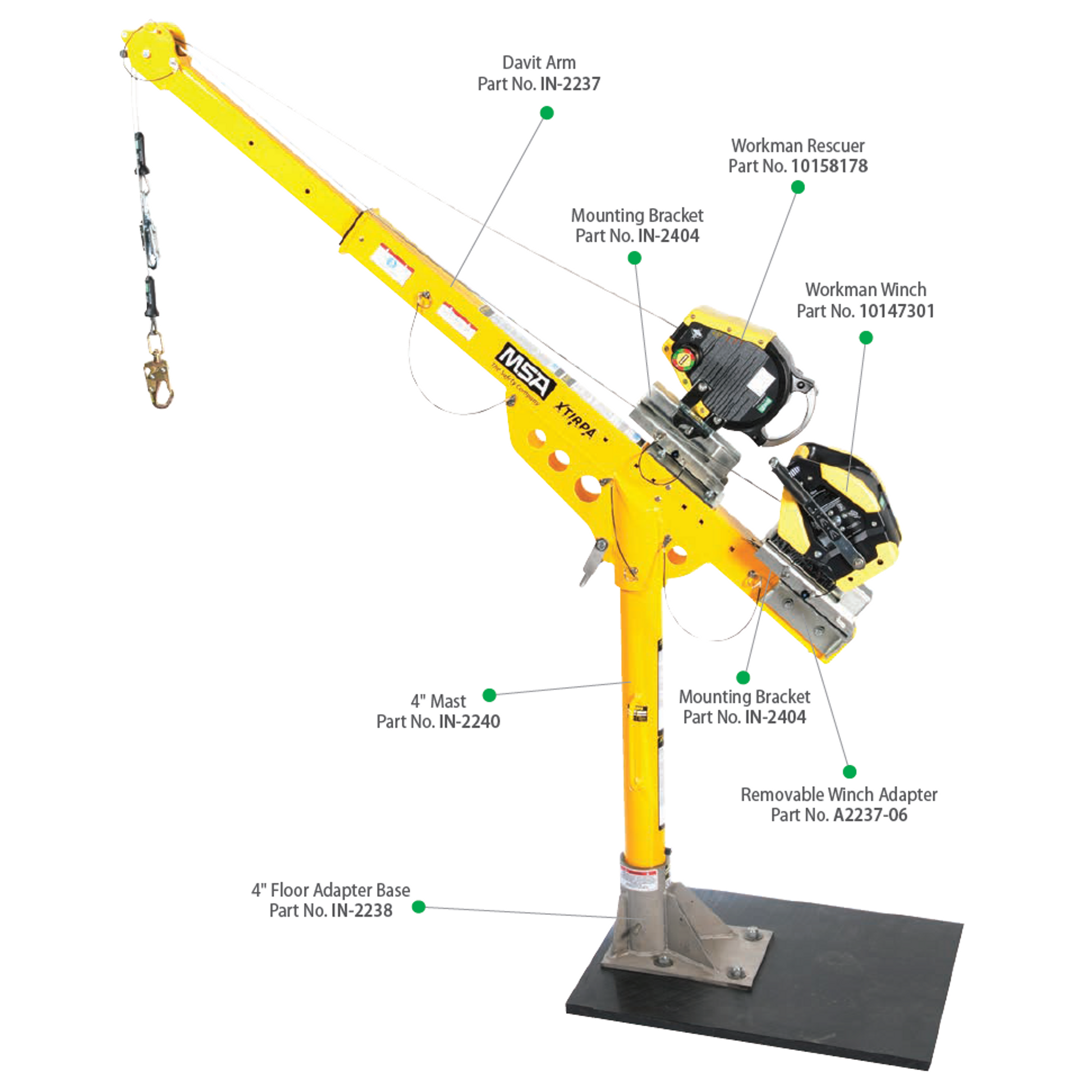 Xtirpa 30"-48" Reach Adapter Base Complete Confined Space Entry System w/ MSA Workman 50' SRL