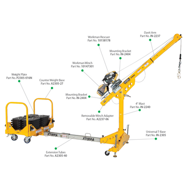 Xtirpa Counter Weighted Complete Confined Space Entry System w/ MSA Workman 50' SRL