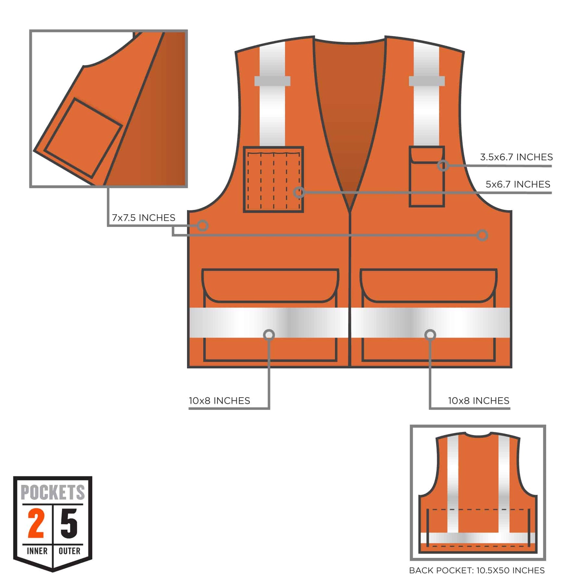 Ergodyne GloWear 8250Z Surveyors Vest - Type R, Class 2, Zipper - Orange