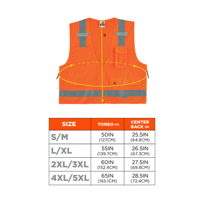 Ergodyne GloWear 8250Z Surveyors Vest - Type R, Class 2, Zipper - Orange