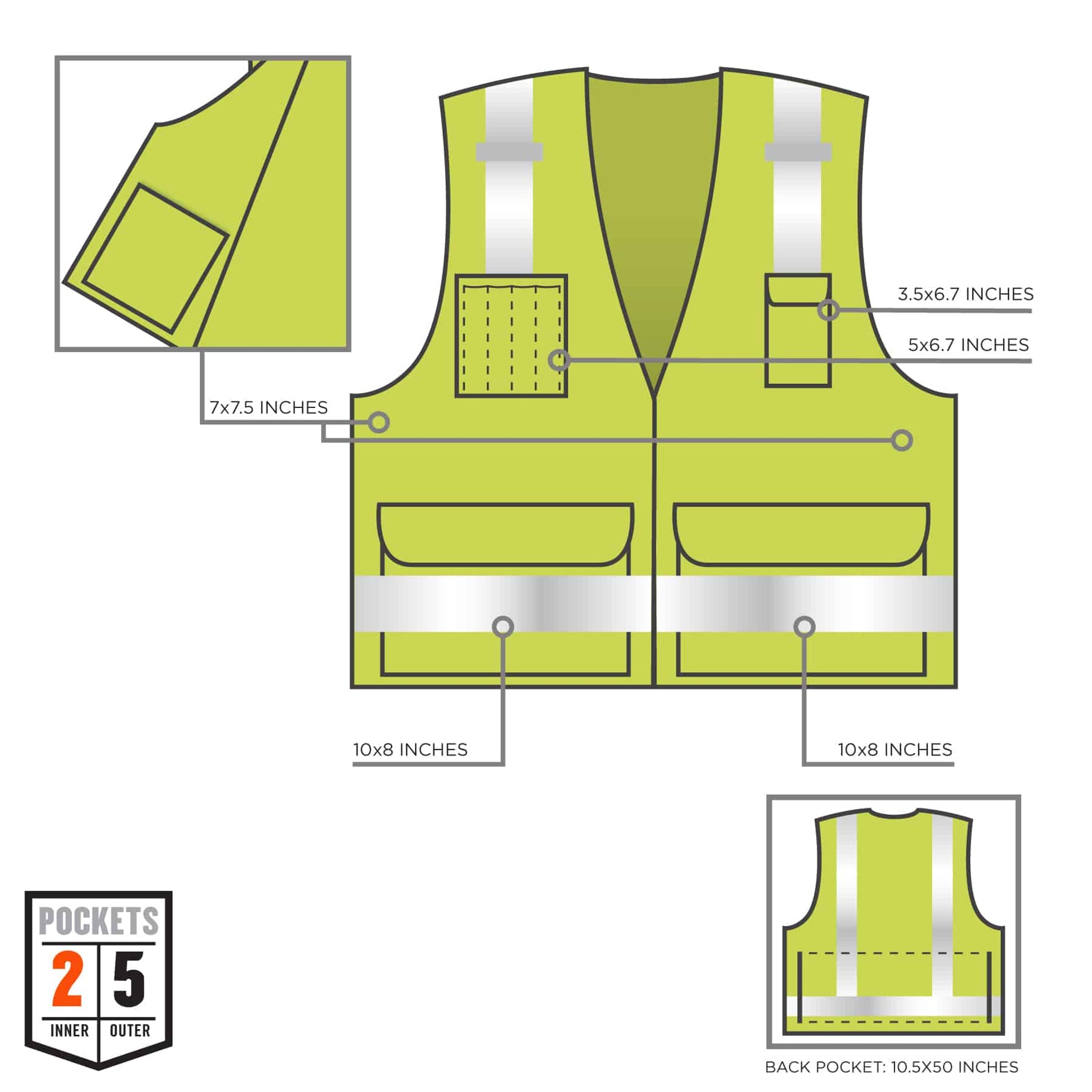 Ergodyne GloWear 8250Z Surveyors Vest - Type R, Class 2, Zipper - Lime