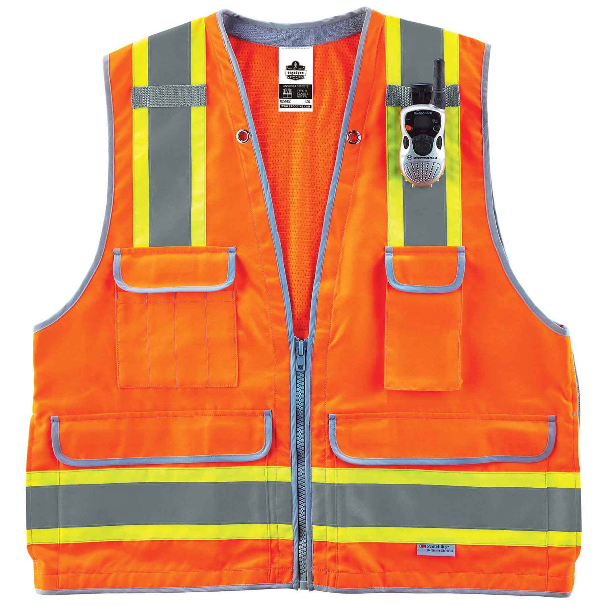Ergodyne Glowear 8254HDZ Two-Tone Heavy-Duty Surveyors Vest - Type R, Class 2, Zipper - Orange