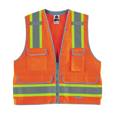 Ergodyne Glowear 8254HDZ Two-Tone Heavy-Duty Surveyors Vest - Type R, Class 2, Zipper - Orange
