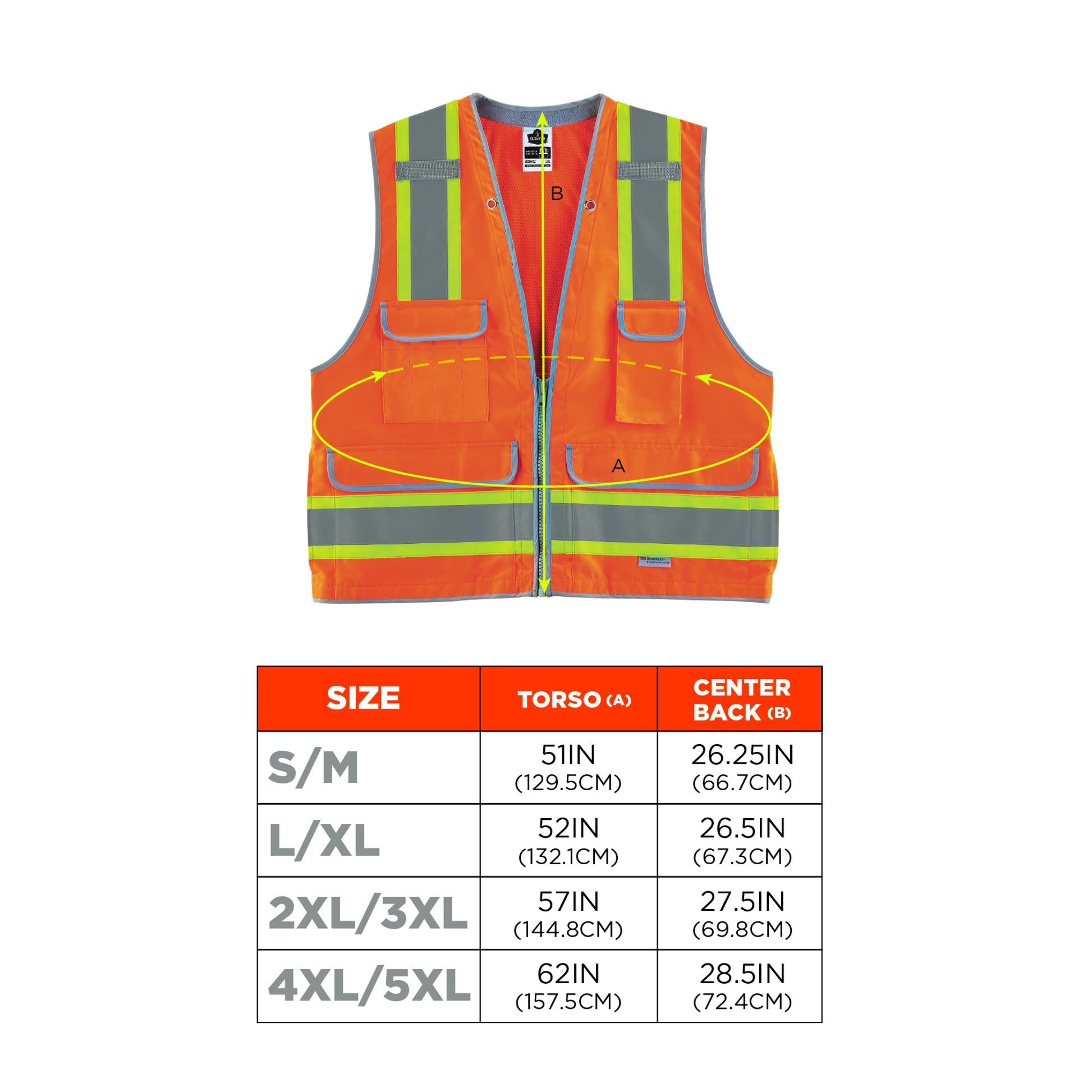 Ergodyne Glowear 8254HDZ Two-Tone Heavy-Duty Surveyors Vest - Type R, Class 2, Zipper - Orange