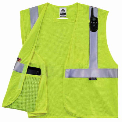 Ergodyne GloWear 8260FRHL Hi-Vis FR Safety Vest - Class 2, NFPA 70E, Mesh, Hook + Loop - Lime