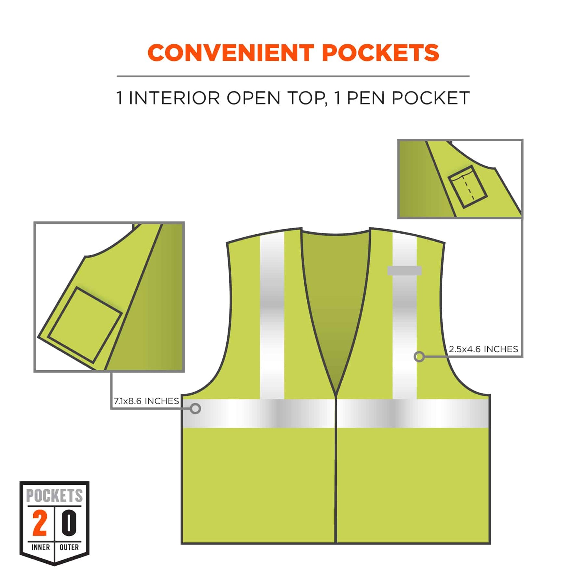 Ergodyne GloWear 8260FRHL Hi-Vis FR Safety Vest - Class 2, NFPA 70E, Mesh, Hook + Loop - Lime