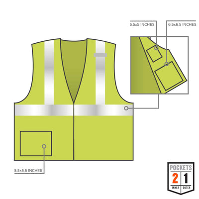 Ergodyne GloWear 8217BA Breakaway Mesh Hi-Vis Safety Vest - Type R, Class 2 - Lime