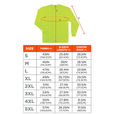 Ergodyne GloWear 8091 Hi-Vis Long Sleeve T-Shirt - Non-Certified - Lime