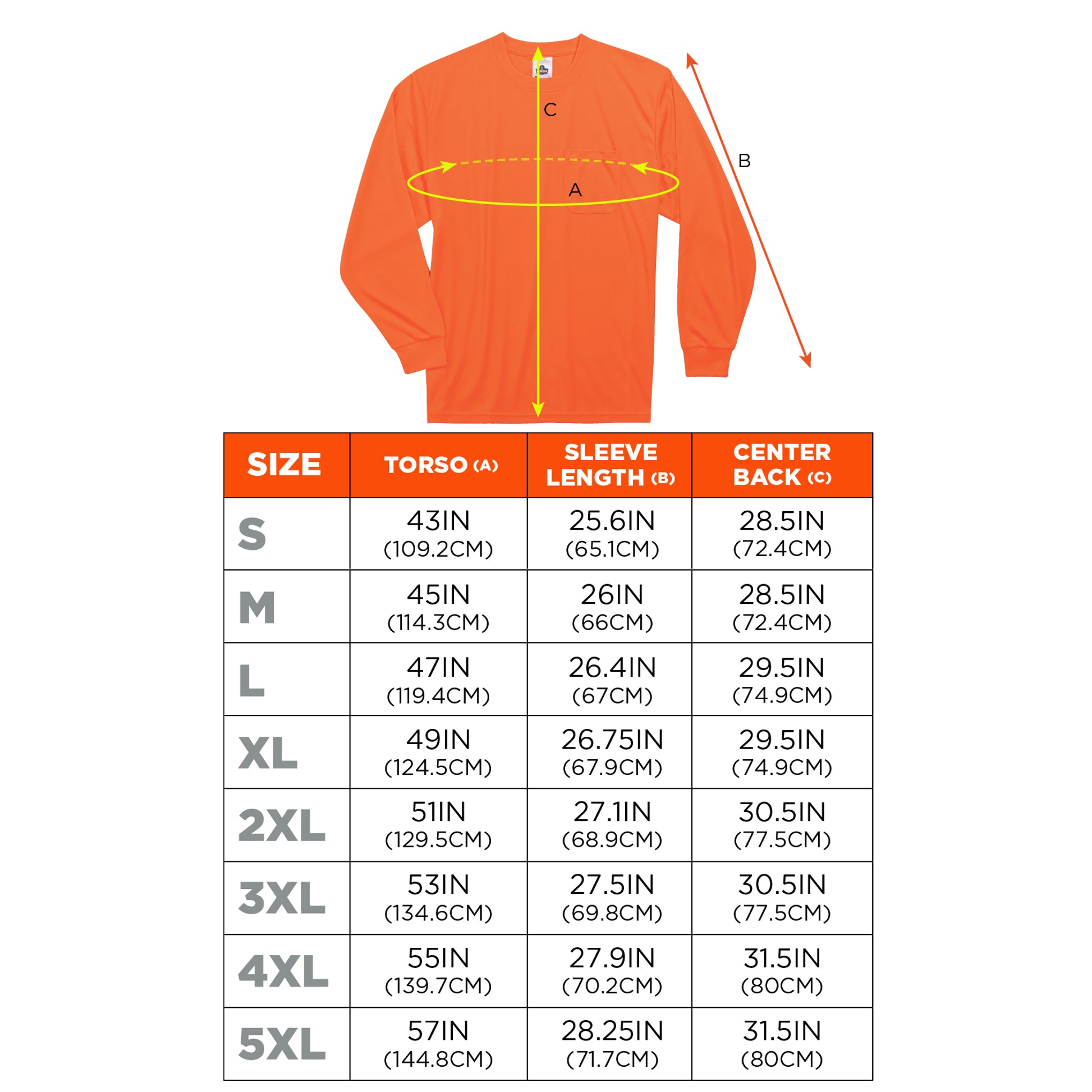 Ergodyne GloWear 8091 Hi-Vis Long Sleeve T-Shirt - Non-Certified - Orange