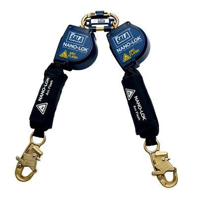 3M DBI-SALA  Nano-Lok Arc Flash Twin-Leg Quick Connect Self Retracting Lifeline - Web 3101534, 8 ft. (2.4 m)