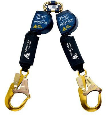 3M DBI-SALA  Nano-Lok Arc Flash Twin-Leg Quick Connect Self Retracting Lifeline - Web 3101539, 8 ft. (2.4 m)