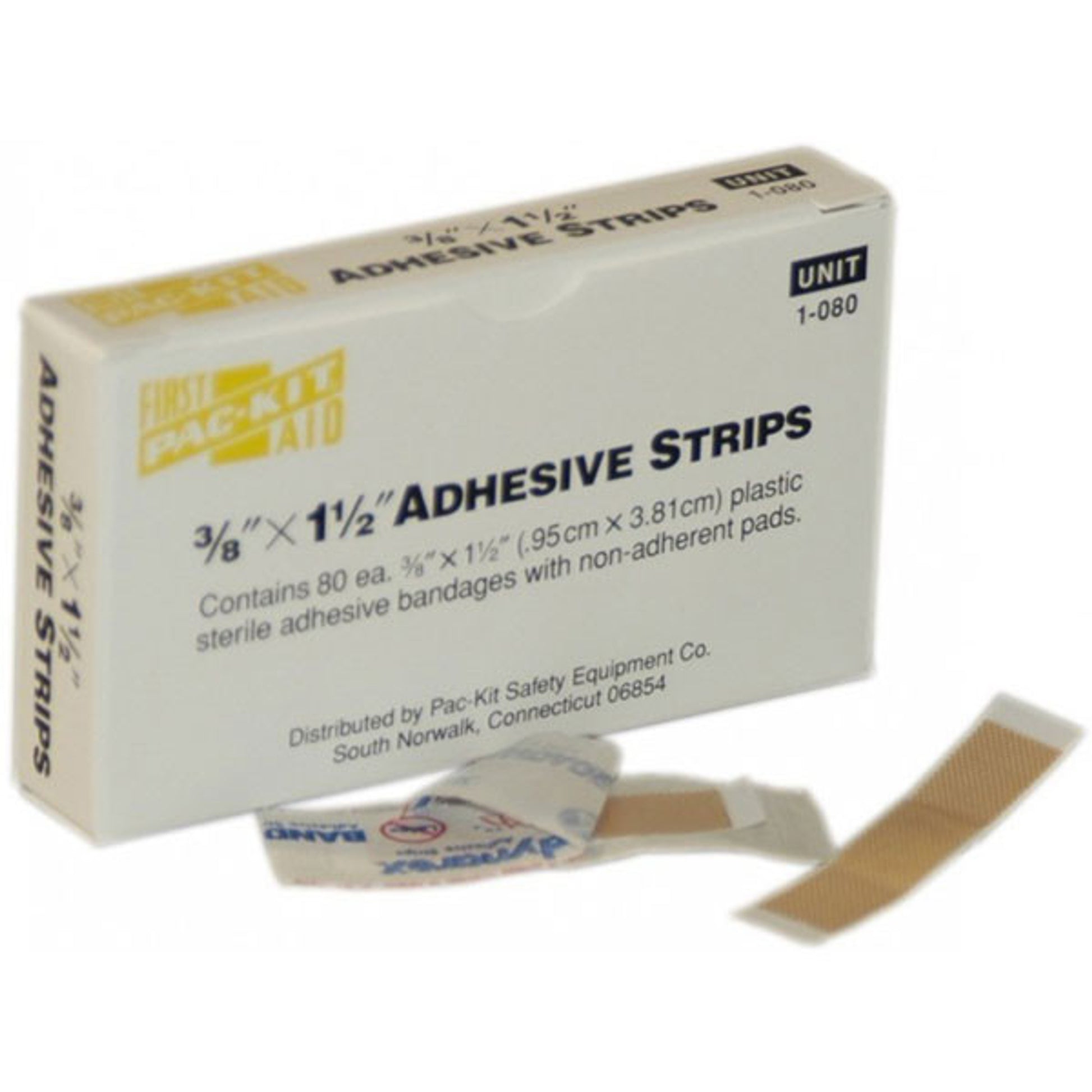Jr. Plastic Bandage, 3/8" x 1 1/2", 80/Box - 1080