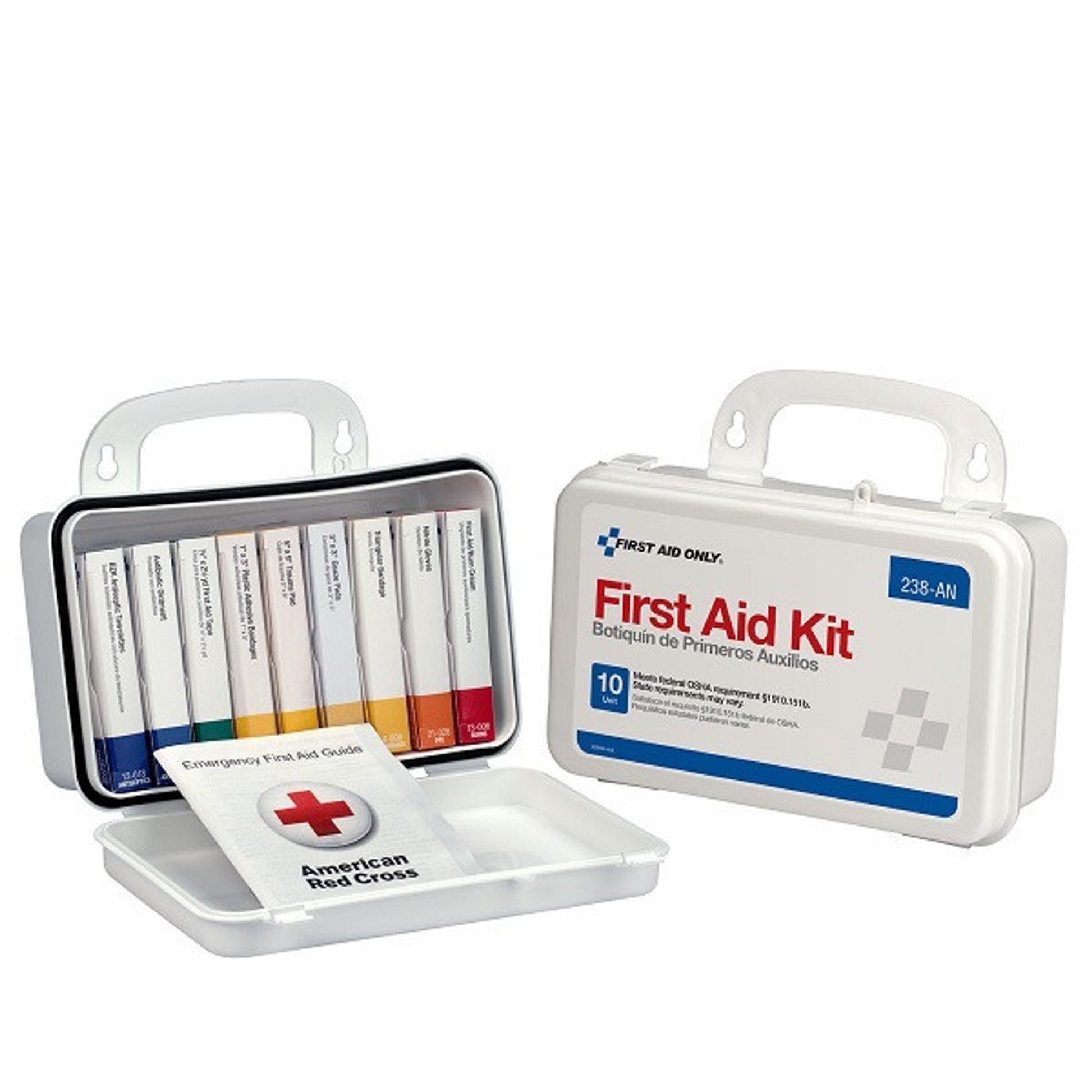 10-Unit, 64-Piece Unitized First Aid Kit w/ Gasket, Plastic - 238AN