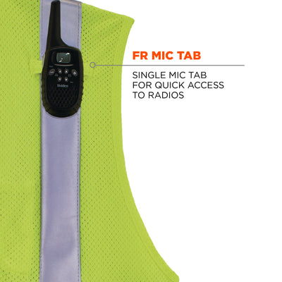 Ergodyne GloWear 8263FRHL Hi-Vis FR Safety Vest - Class 2, NFPA 70E, Mesh, Hook & Loop, Economy - Lime