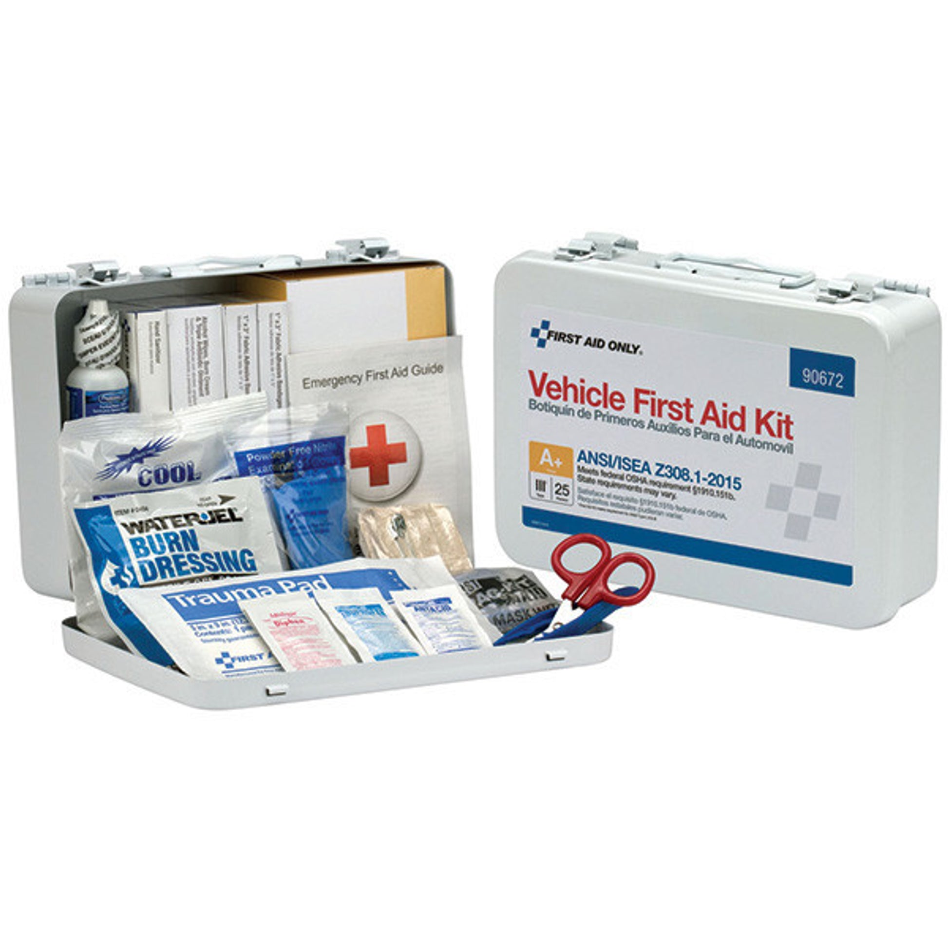 25-Person, 116-Pc ANSI A+ Weatherproof Vehicle First Aid Kit, Metal - 90672