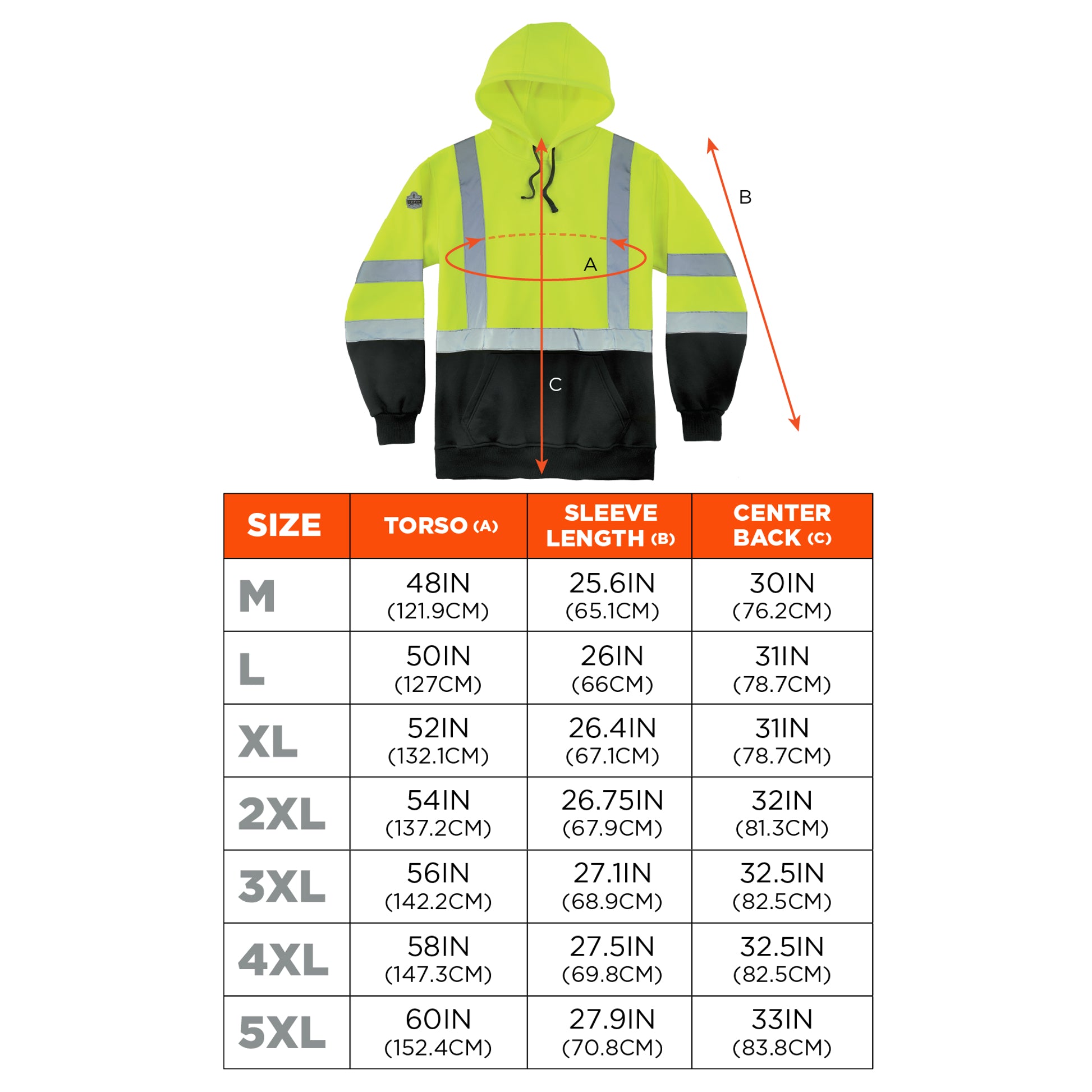 Ergodyne GloWear 8373 Hi-Vis Hooded Sweatshirt - Type R, Class 3, Black Bottom - Lime