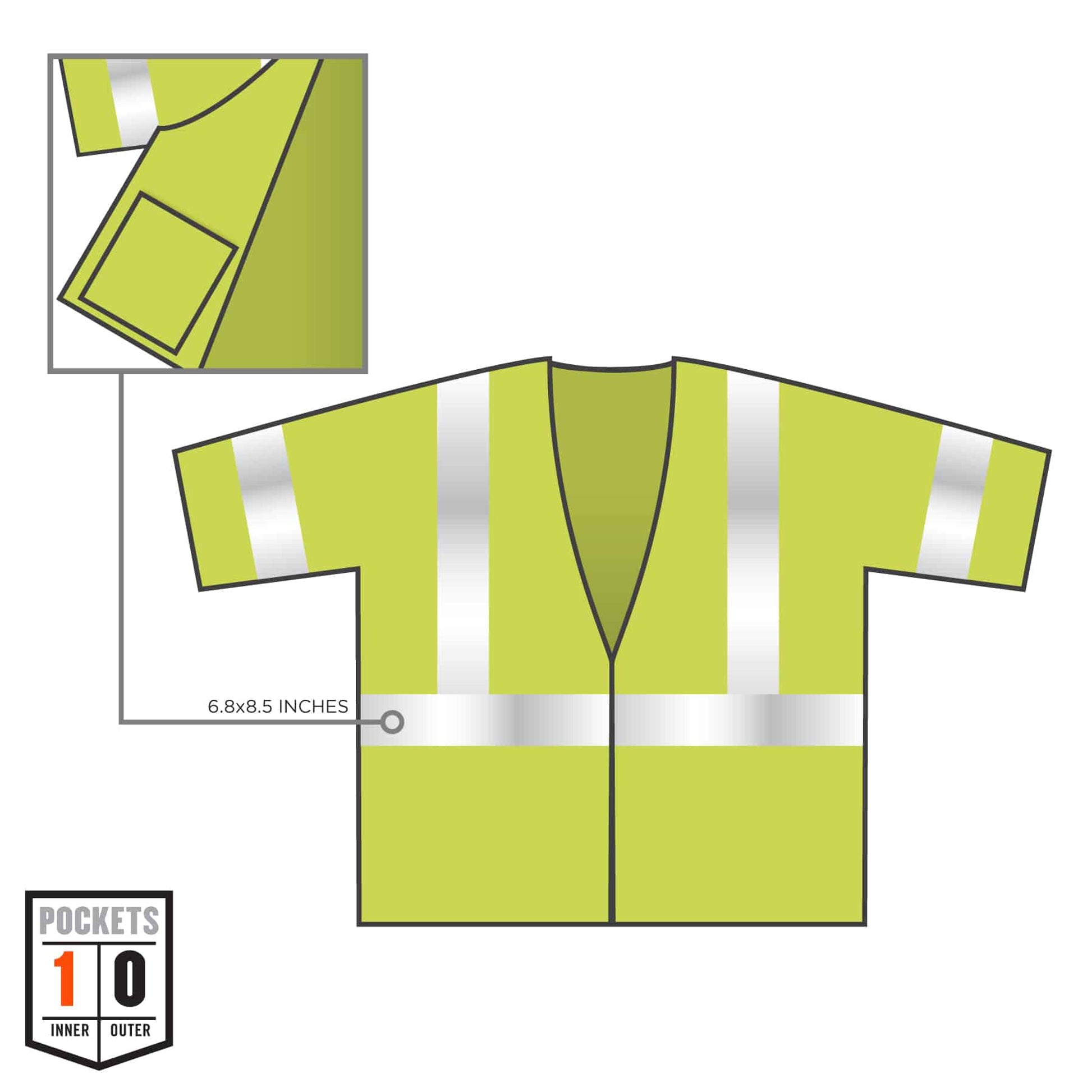 Ergodyne GloWear 8310HL Economy Hi-Vis Safety Vest - Type R, Class 3, Hook & Loop - Lime