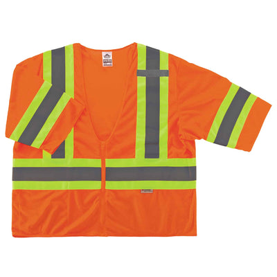 Ergodyne GloWear 8330Z Two-Tone Hi-Vis Safety Vest - Type R, Class 3, Zipper - Orange