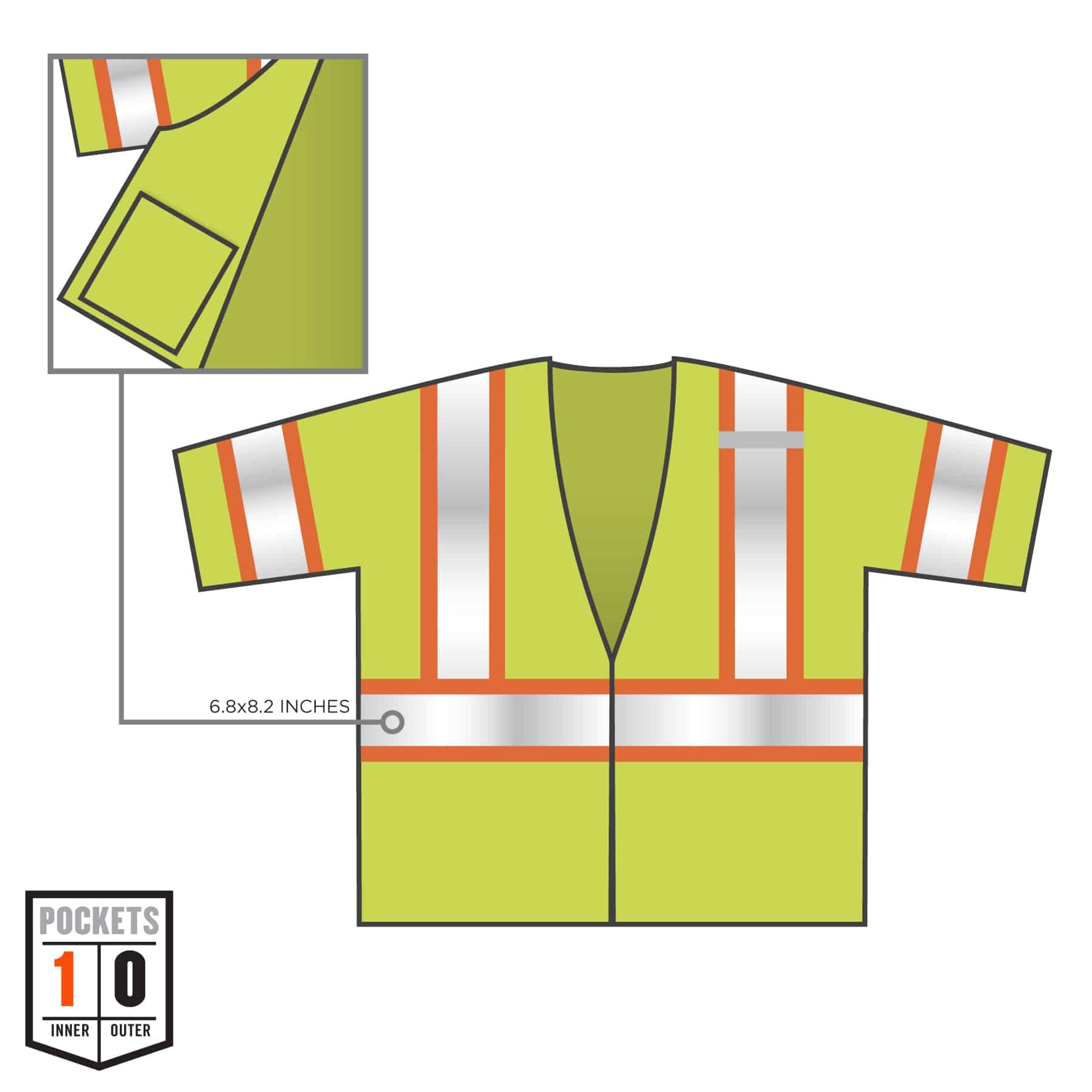 Ergodyne GloWear 8330Z Two-Tone Hi-Vis Safety Vest - Type R, Class 3, Zipper - Lime