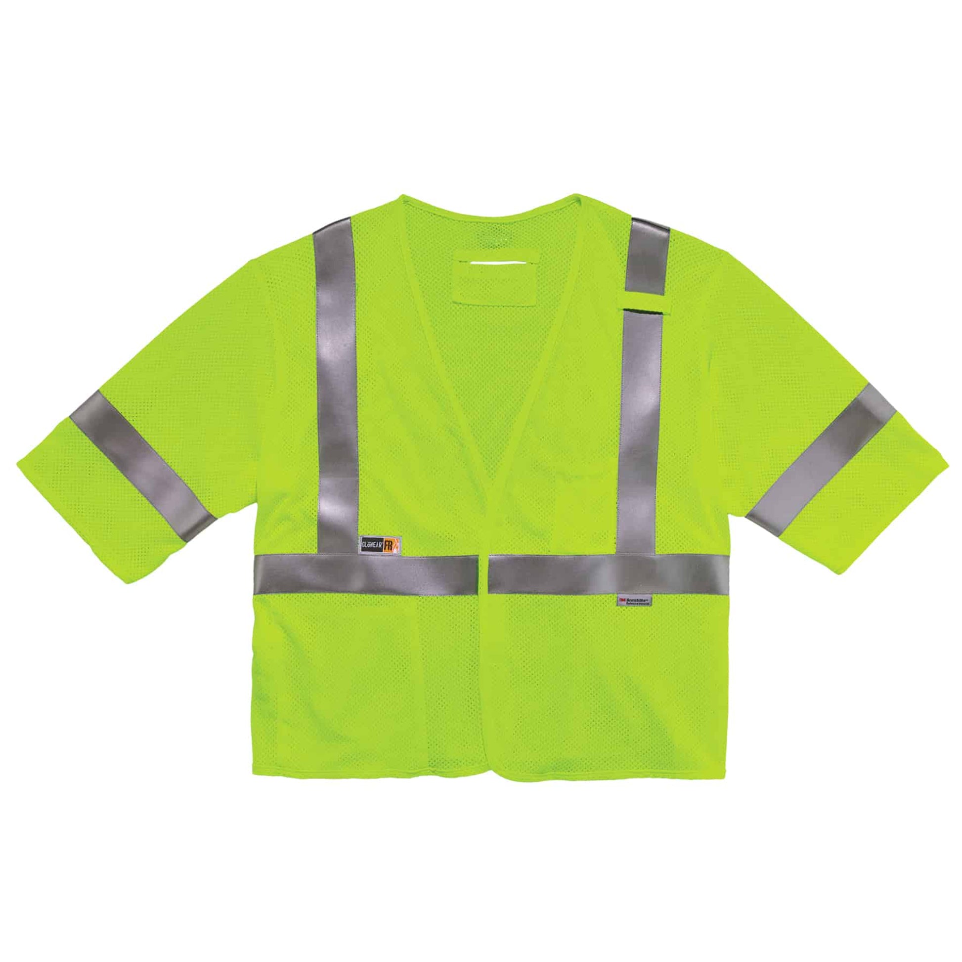 Ergodyne GloWear 8356FRHL Hi-Vis FR Safety Vest w/ Sleeves - Class 3, NFPA 70E, Mesh, Hook + Loop - Lime