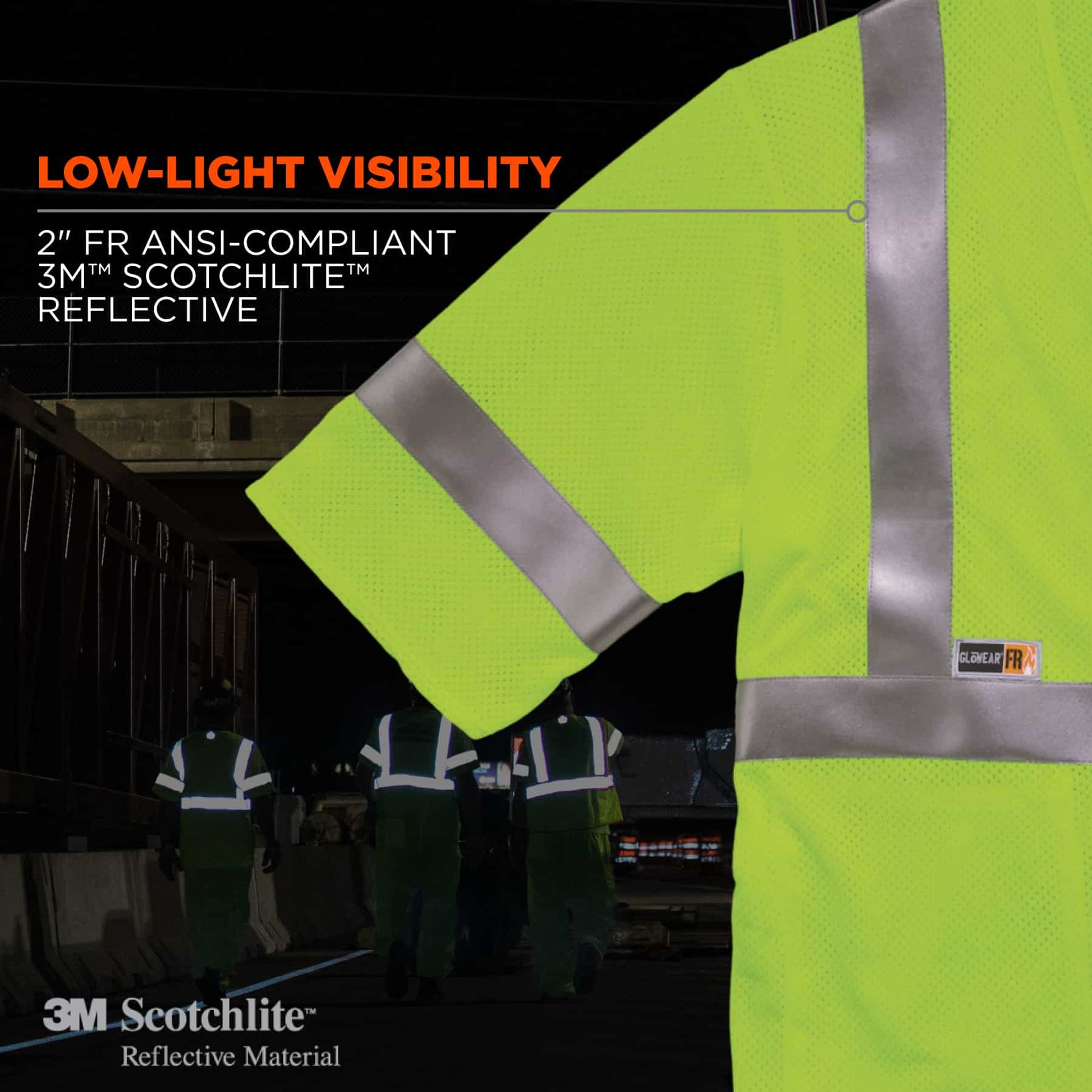 Ergodyne GloWear 8356FRHL Hi-Vis FR Safety Vest w/ Sleeves - Class 3, NFPA 70E, Mesh, Hook + Loop - Lime