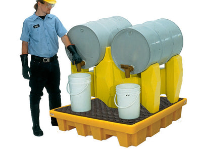 UltraTech Drum Rack - 2-Drum System - With Drain - Yellow - 2384