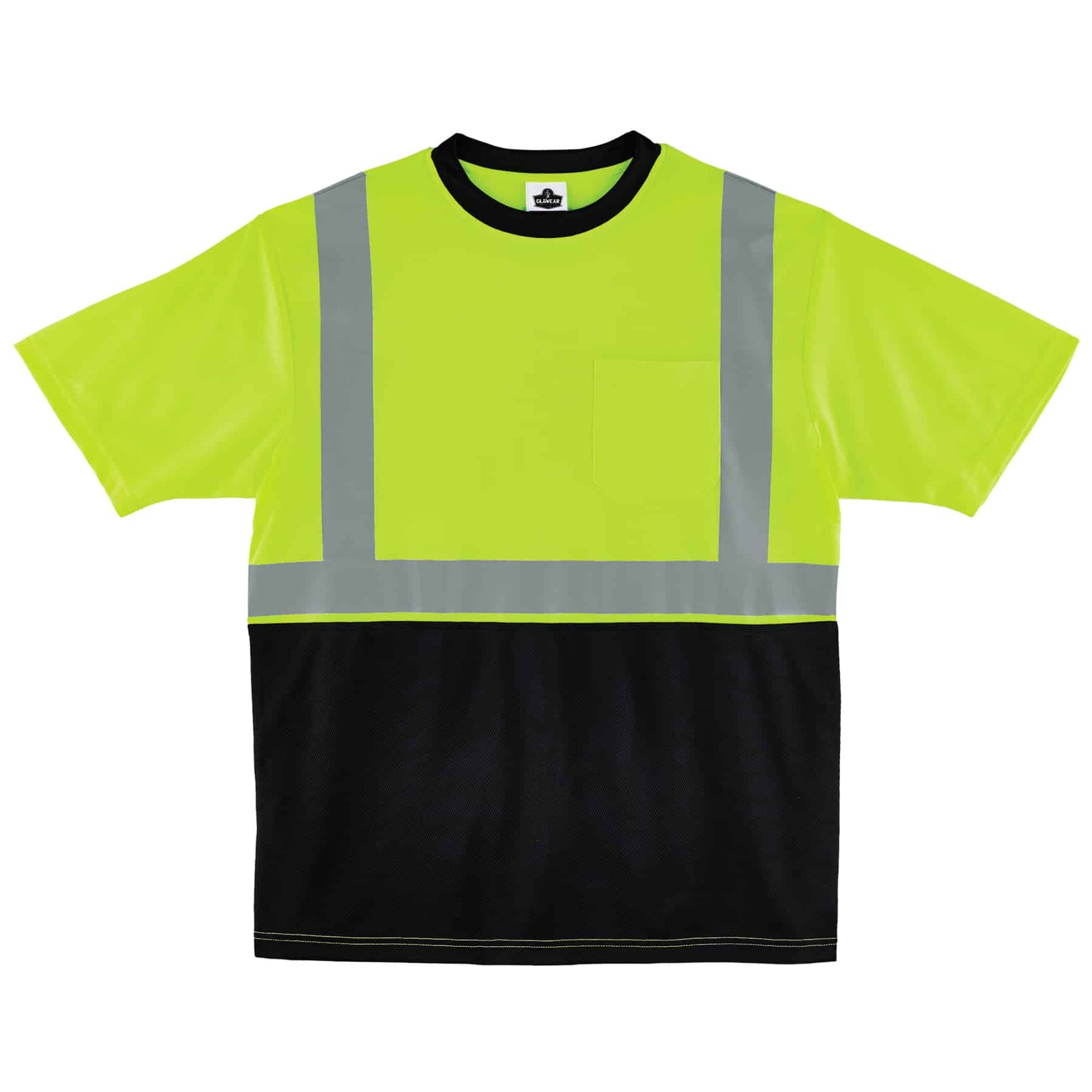 Ergodyne GloWear 8289BK Hi-Vis T-Shirt - Type R, Class 2, Black Front - Lime