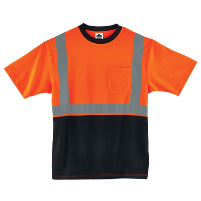 Ergodyne GloWear 8289BK Hi-Vis T-Shirt - Type R, Class 2, Black Front - Orange
