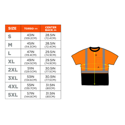 Ergodyne GloWear 8289BK Hi-Vis T-Shirt - Type R, Class 2, Black Front - Orange