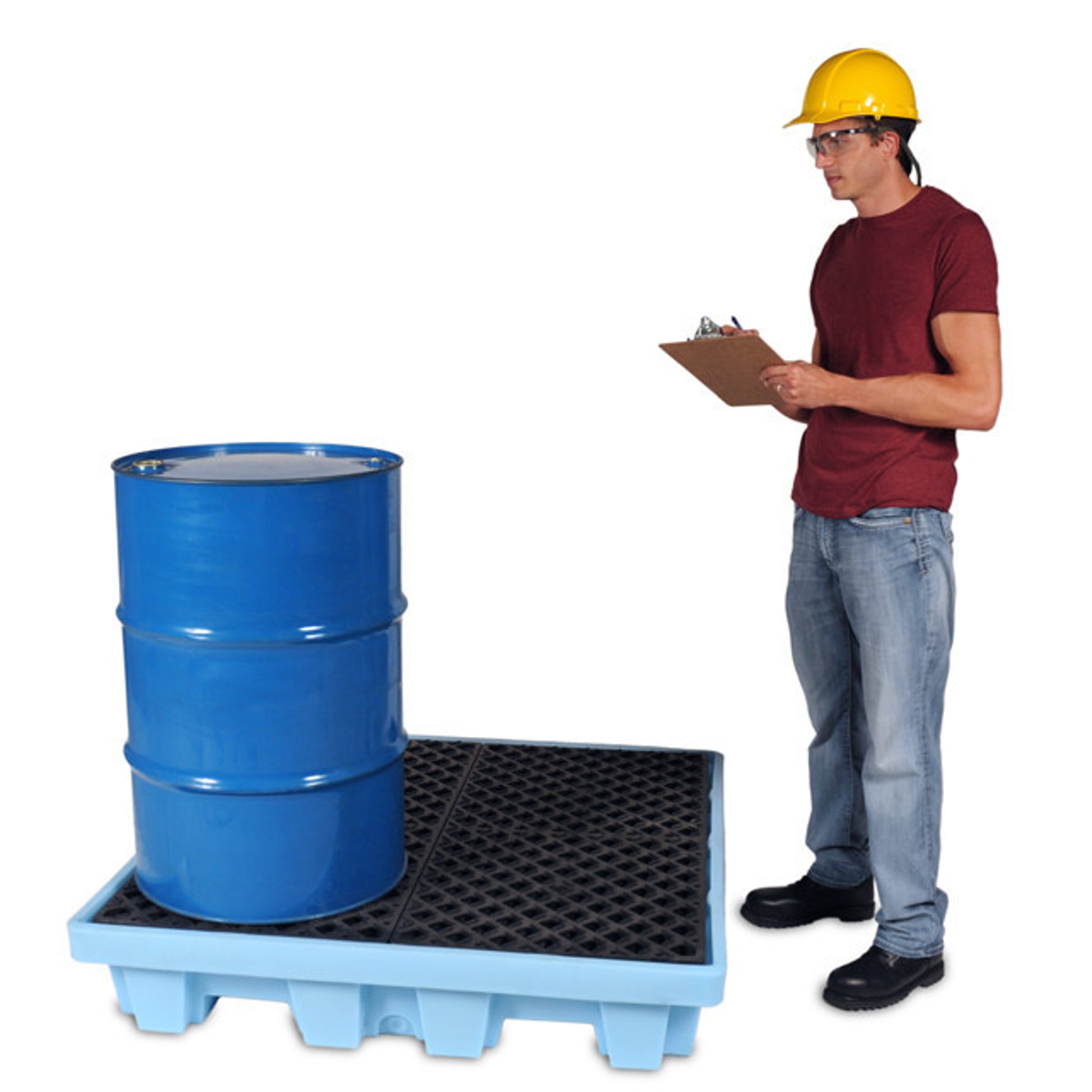 UltraTech Spill Pallet P4 Fluorinated - Light Blue - Nestable Model - With Drain - 1232