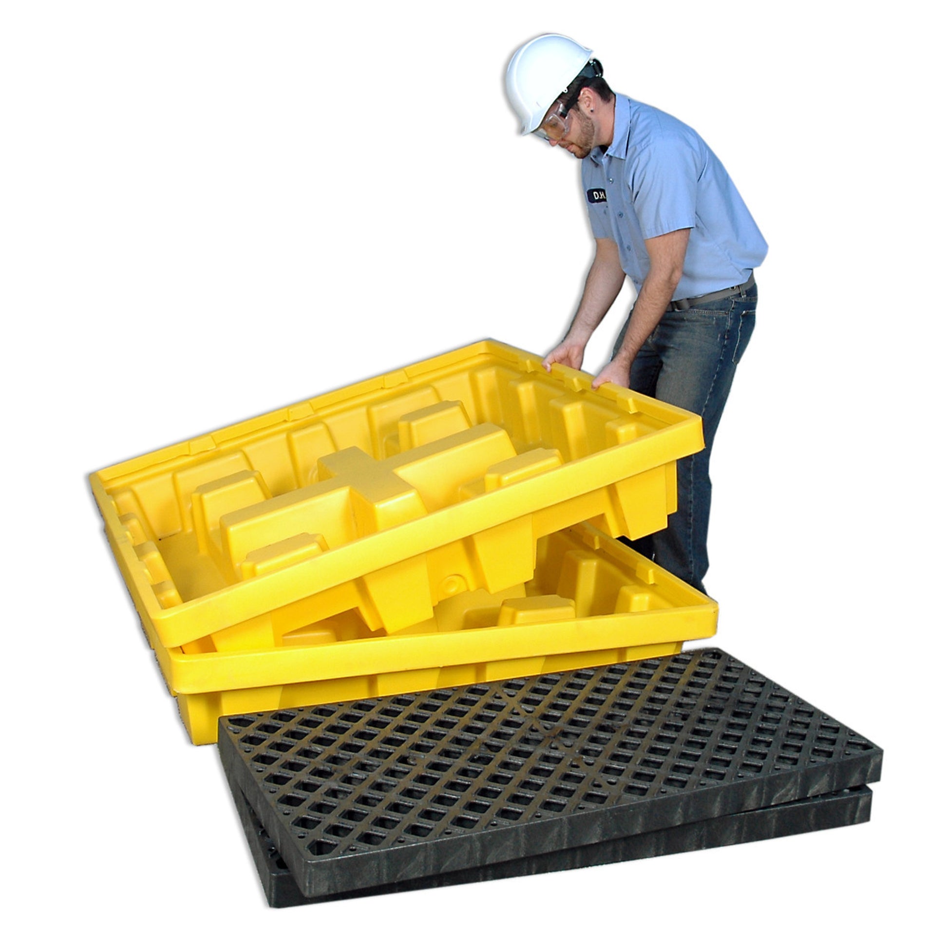 UltraTech Spill Pallet P4 - Nestable Model - With Drain - Yellow - 1231