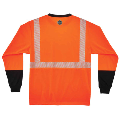 Ergodyne GloWear 8281BK Hi-Vis Performance Long Sleeve T-Shirt - Type R, Class 2, Black Bottom - Orange