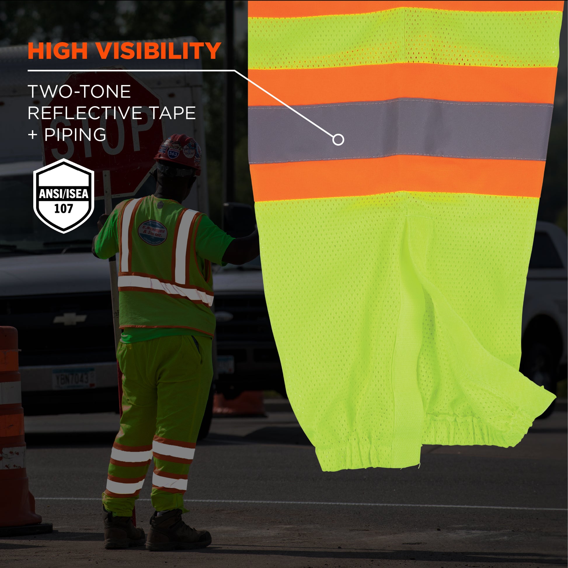 Ergodyne GloWear 8911 Hi-Vis Two-Tone Pants - Class E - Lime