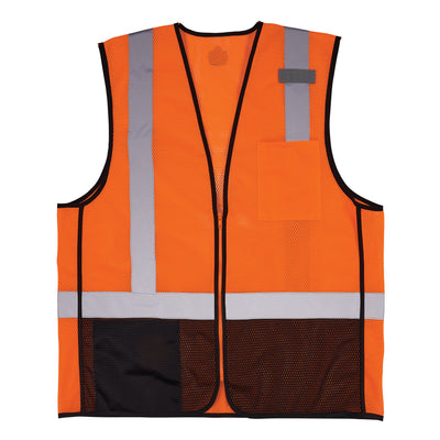 Ergodyne GloWear 8210Z-BK Mesh Hi-Vis Safety Vest - Type R, Class 2, Zipper, Black Bottom - Orange