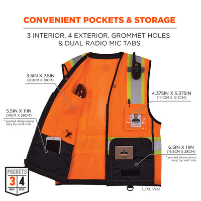 Ergodyne GloWear 8251HDZ-BK Two-Tone Hi-Vis Safety Vest - Type R, Class 2, Zipper, Black Bottom - Orange