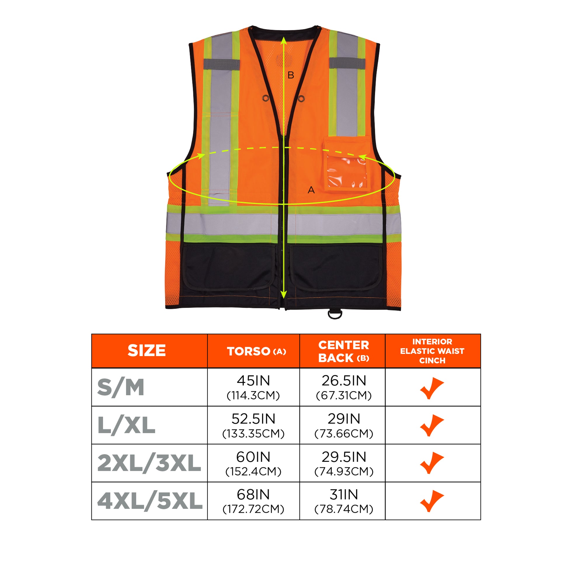 Ergodyne GloWear 8251HDZ-BK Two-Tone Hi-Vis Safety Vest - Type R, Class 2, Zipper, Black Bottom - Orange