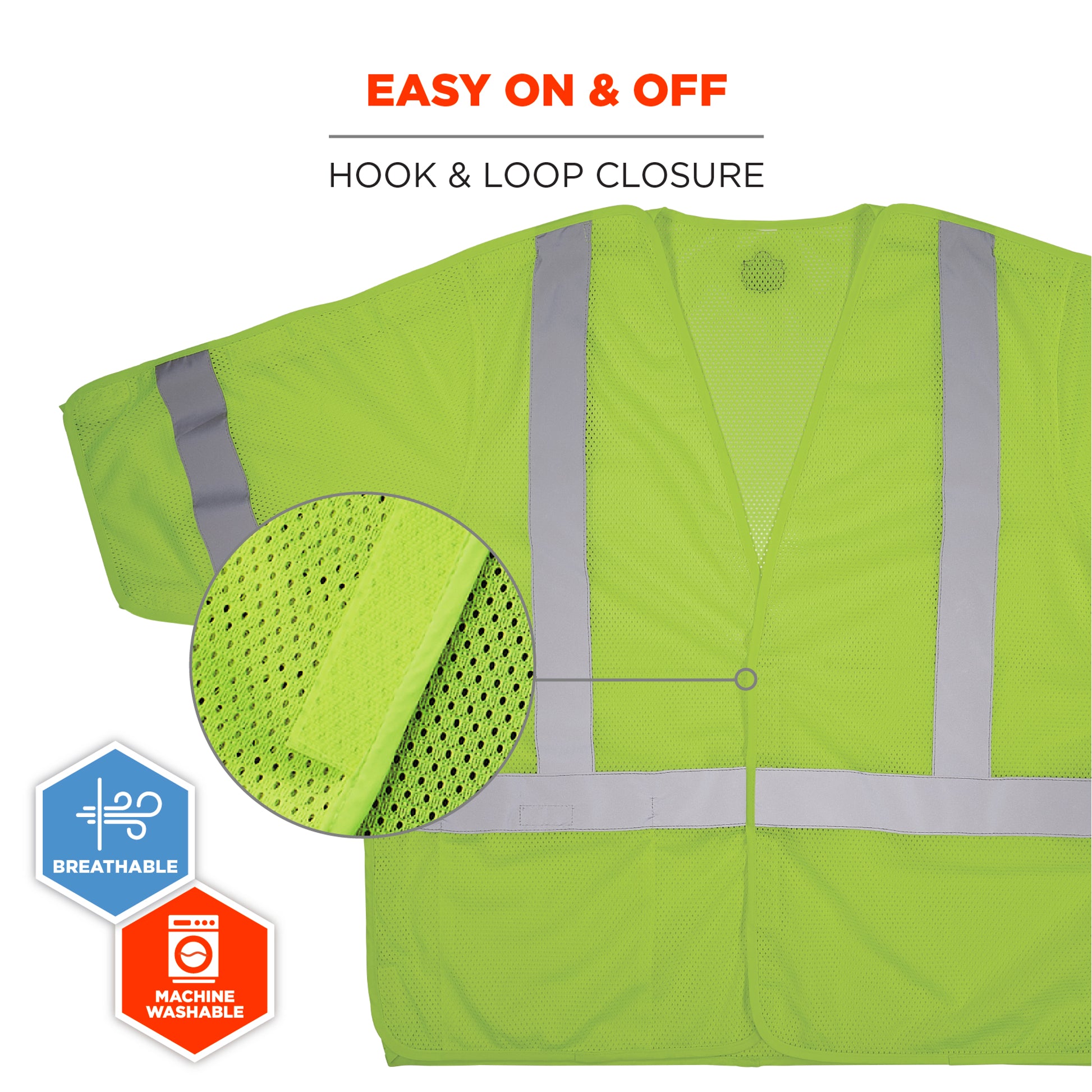 Ergodyne GloWear 8315BA Hi-Vis Breakaway Safety Vest - Type R, Class 3, Hook & Loop - Lime