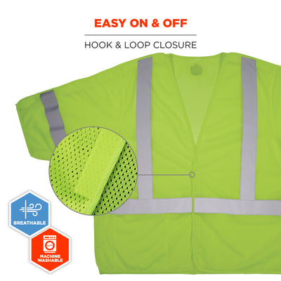 Ergodyne GloWear 8315BA Hi-Vis Breakaway Safety Vest - Type R, Class 3, Hook & Loop - Lime