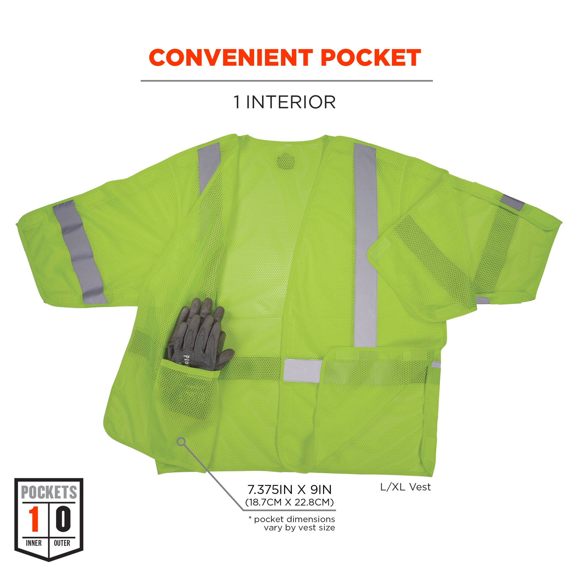 Ergodyne GloWear 8315BA Hi-Vis Breakaway Safety Vest - Type R, Class 3, Hook & Loop - Lime