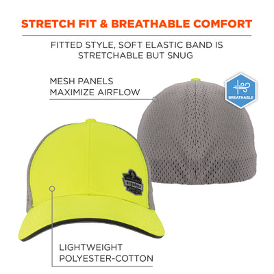 Ergodyne GloWear 8931 Hi-Vis Reflective Stretch-Fit Hat - Hi-Vis Lime - Ergodyne Logo