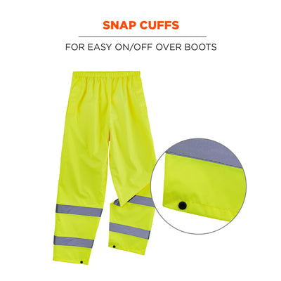 Ergodyne GloWear 8916 Lightweight Hi-Vis Rain Pants - Class E - Lime