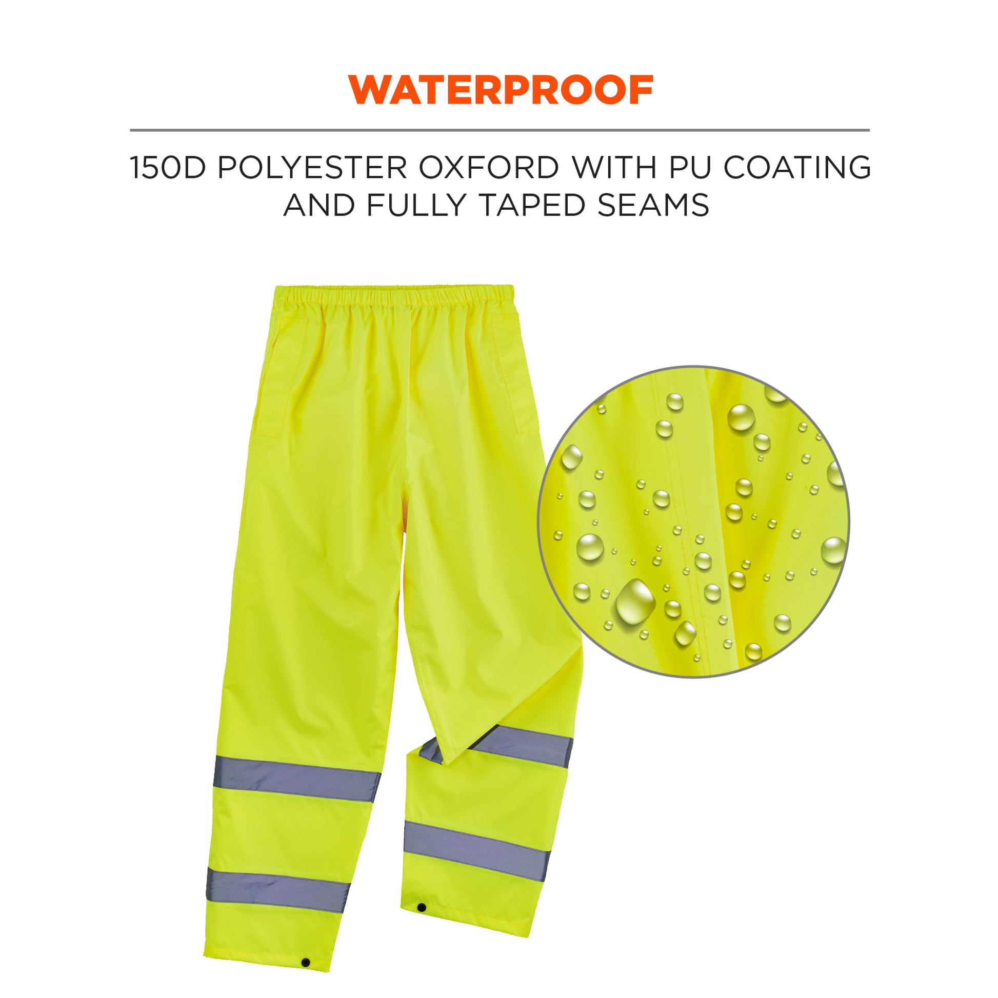 Ergodyne GloWear 8916 Lightweight Hi-Vis Rain Pants - Class E - Lime