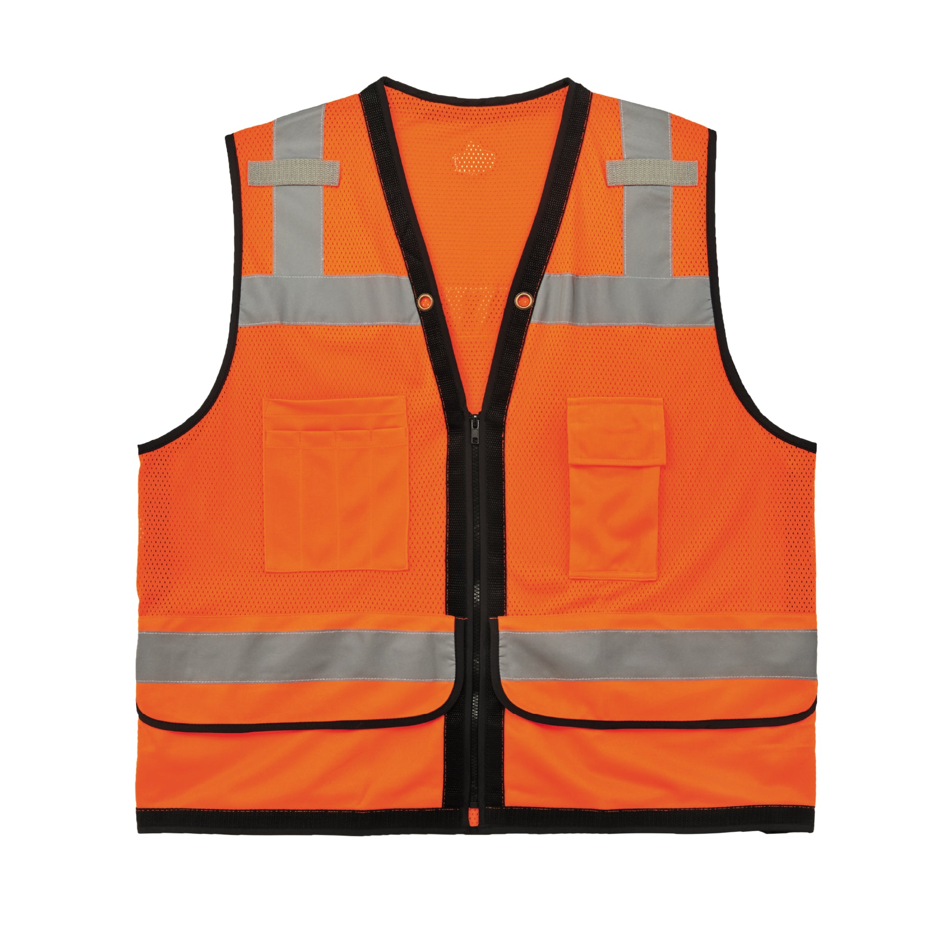 Ergodyne Glowear 8253HDZ Heavy-Duty Mesh Surveyors Vest - Type R, Class 2, Zipper - Orange