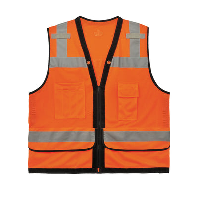 Ergodyne Glowear 8253HDZ Heavy-Duty Mesh Surveyors Vest - Type R, Class 2, Zipper - Orange