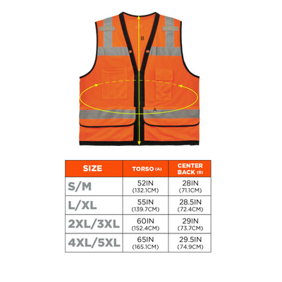 Ergodyne Glowear 8253HDZ Heavy-Duty Mesh Surveyors Vest - Type R, Class 2, Zipper - Orange